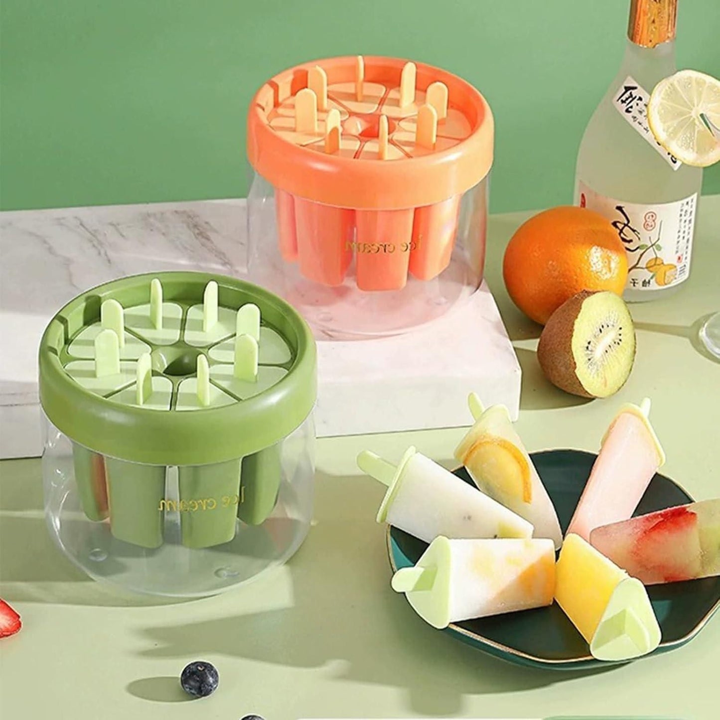 Reusable DIY Ice Pop Moulds – 8-Piece BPA-Free Popsicle Maker Set with Sticks & Drip Trays