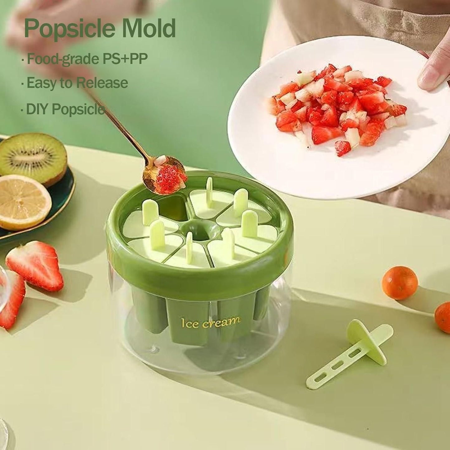 Reusable DIY Ice Pop Moulds – 8-Piece BPA-Free Popsicle Maker Set with Sticks & Drip Trays
